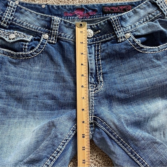 Rock & Roll Cowgirl Mid Rise Bootcut Jeans Sz 32 x 32 Bling Pocket - Picture 12 of 13
